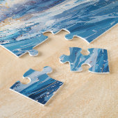 Dramatische oceaangolf bij zonsondergang legpuzzel (Zijkant)
