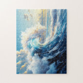 Dramatische oceaangolf bij zonsondergang legpuzzel (Verticaal)