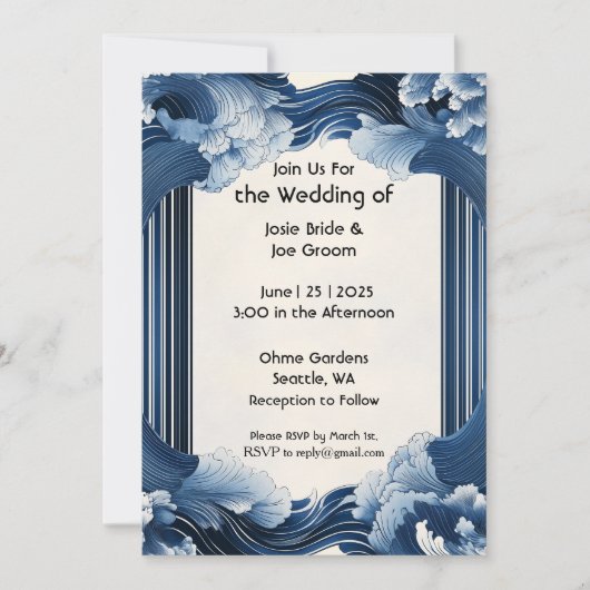 Dramatische oceaangolven bruiloft uitnodiging (Voorkant)