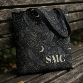 Dramatische Onyx Gotische Monogram Raven Tote Bag