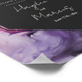 Dramatische Paarse bloemenbruiloft Welkom Poster (Hoek)