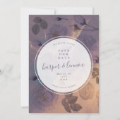Dramatische Paarse Floral Herfst Cirkel Foto Save The Date (Voorkant)