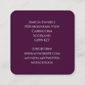 Dramatische Paarse heistel op zwart Visitekaartje (Achterkant)