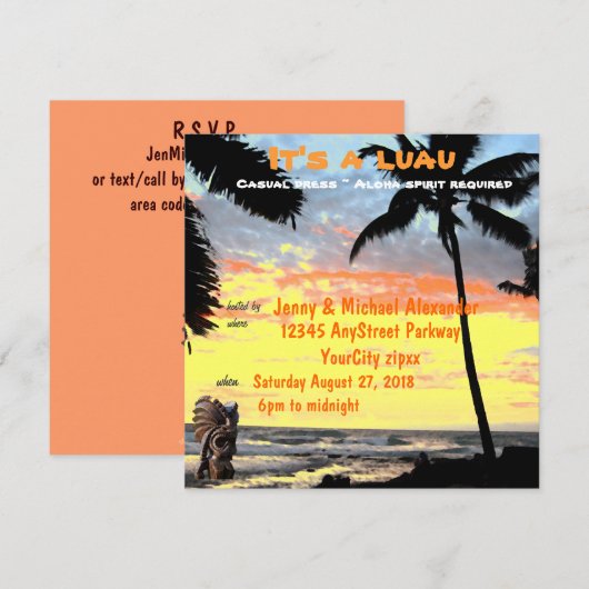 Dramatische palmboom Sunset Luau Kaart (Voorkant / Achterkant)