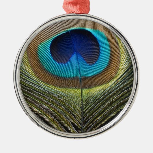 Dramatische Peacock-doether Metalen Ornament (Voorkant)