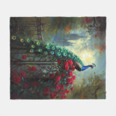 Dramatische Peacock Red Roses Gothic Fleece Deken (Voorkant (Horizontaal))