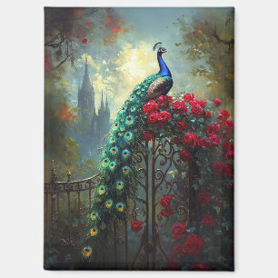 Dramatische Peacock Red Roses Gothic Magneet