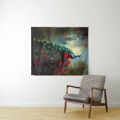 Dramatische Peacock Red Roses Gothic Wandkleed (In Situ (horizontaal))