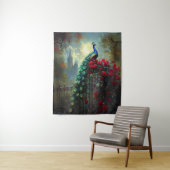 Dramatische Peacock Red Roses Gothic Wandkleed (In situ)