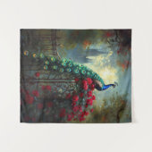 Dramatische Peacock Red Roses Gothic Wandkleed (Voorkant (horizontaal))