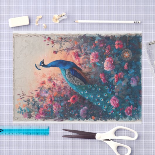 Dramatische Posing Peacock Tissuepapier (Craft)