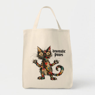 Dramatische poten Grappige zwarte kat kunst tas
