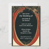 Dramatische rode art nouveau huwelijksuitnodiging kaart (Voorkant)
