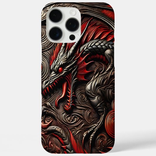 Dramatische rode draak in ingewikkeld reliëfontwer Case-Mate iPhone case (Achterkant)