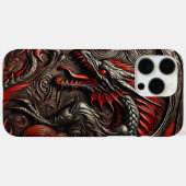 Dramatische rode draak in ingewikkeld reliëfontwer Case-Mate iPhone case (Achterkant (horizontaal))