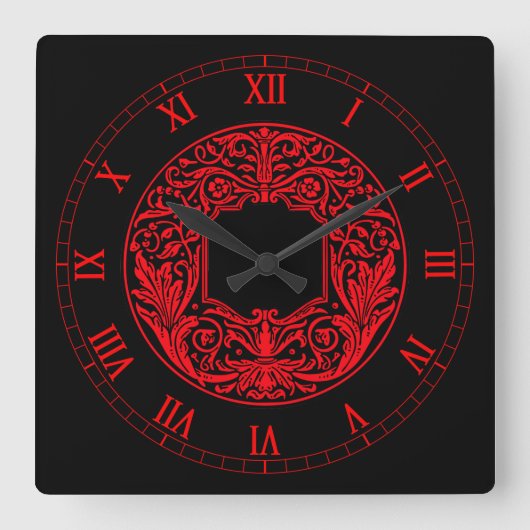 Dramatische,  rode Gothic wandklok (Voorkant)