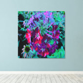 Dramatische rode, Paarse en roze tuinventilator Canvas Afdruk (Insitu (Houten vloer))