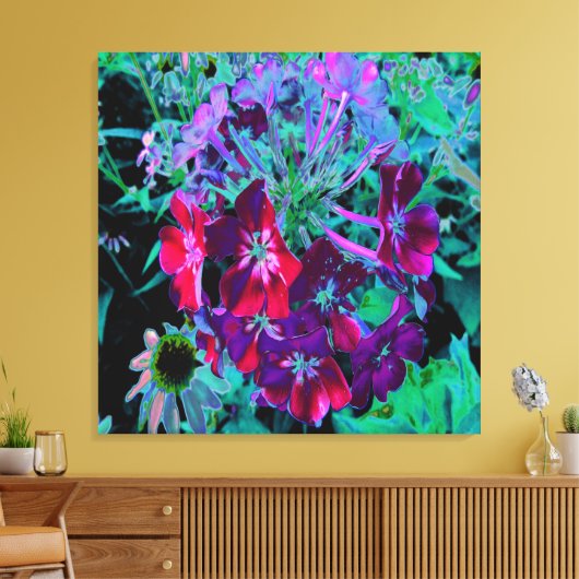 Dramatische rode, Paarse en roze tuinventilator Canvas Afdruk (Insitu (Woonkamer))