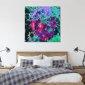 Dramatische rode, Paarse en roze tuinventilator Canvas Afdruk (Insitu (Slaapkamer))