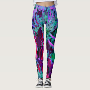 Dramatische rode, Paarse en roze tuinventilator Leggings