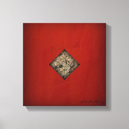 Dramatische rode pollock stijl moderne kunst canvas afdruk (Voorkant)