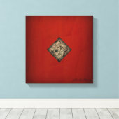 Dramatische rode pollock stijl moderne kunst canvas afdruk (Insitu (Houten vloer))