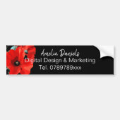 Dramatische Rode Poppy op Black Monogram Business Bumpersticker (Voorkant)