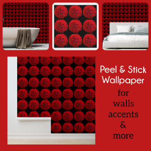 Dramatische rode rozen op zwart behang