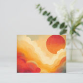 Dramatische rode zon schilderij briefkaart (Staand voorkant)