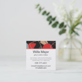 Dramatische rode, zwarte, beige Abstracte monogram Vierkante Visitekaartje (Staand voorkant)