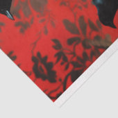 Dramatische Rode Zwarte Bloemen Vogelkooi Pet Deco Tissuepapier (Detail)