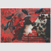 Dramatische Rode Zwarte Bloemen Vogelkooi Pet Deco Tissuepapier (Voorkant)