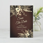 Dramatische romantische Herfst Floral Brown Save t Kaart (Staand voorkant)