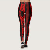 Dramatische Rood- en Zwarte Stripes Diamond Patter Leggings (Achterkant)