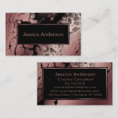 Dramatische Roos Gold en zwarte gemarmerde textuur Visitekaartje (Voorkant / Achterkant)