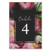 Dramatische roze bloemenbruiloft tafel nummer kaart (Voorkant)