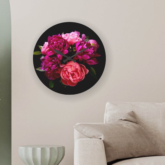Dramatische Roze En Paarse Pioenrozen Grote Klok