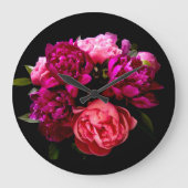 Dramatische Roze En Paarse Pioenrozen Grote Klok (Voorkant)