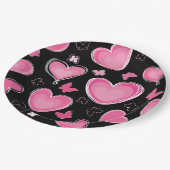 Dramatische roze hart en botervliegen papieren bordje (Gekanteld)