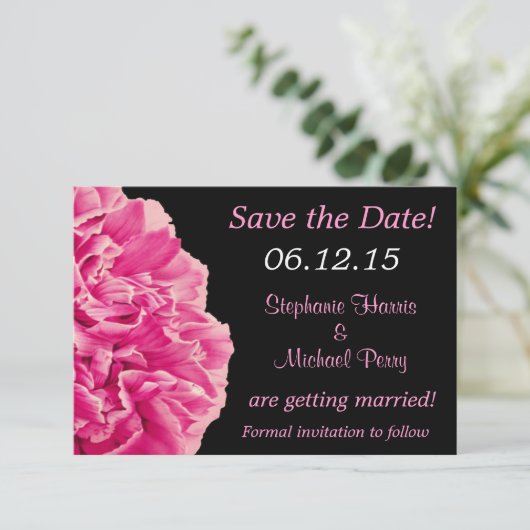 Dramatische roze pony Save the Date Wedding Kaart (Staand voorkant)