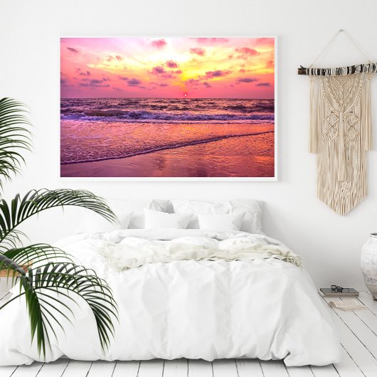 Dramatische roze zon op zee in Napels, Florida Perfect Poster