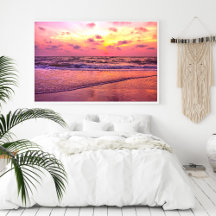 Dramatische roze zonsondergang boven de oceaan in
