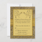 Dramatische RSVP-kaart met zwart en goudhart RSVP Kaartje (Achterkant)