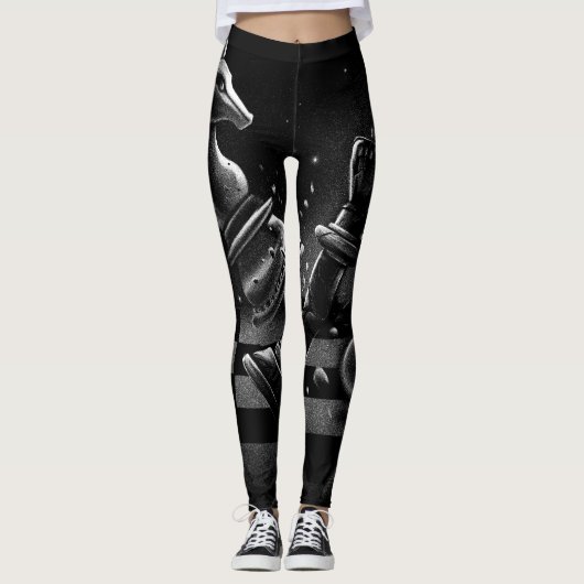 Dramatische schaakstrijd - Ridder vs. Paard Leggings (Voorkant)
