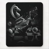 Dramatische schaakstrijd - Ridder vs. Paard Muismat (Voorkant)