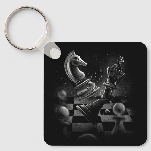 Dramatische schaakstrijd - Ridder vs. Paard Sleutelhanger (Voorkant)