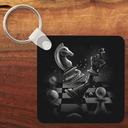 Dramatische schaakstrijd - Ridder vs. Paard Sleutelhanger (Voorkant)