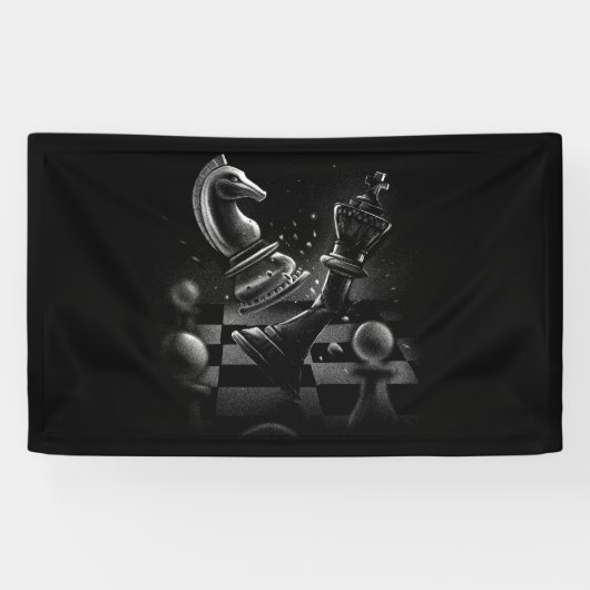 Dramatische schaakstrijd - Ridder vs. Paard Spandoek (Horizontaal)