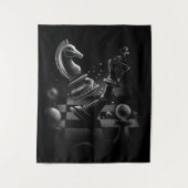 Dramatische schaakstrijd - Ridder vs. Paard Wandkleed (Voorkant)