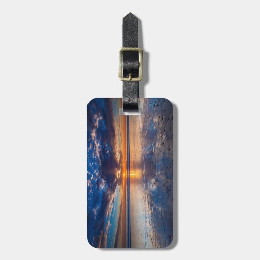 Dramatische seizoenscape, zonsondergang, CA Bagagelabel (Voorkant verticaal)